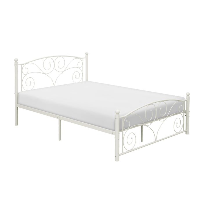 Pallina White Full Metal Platfom Bed