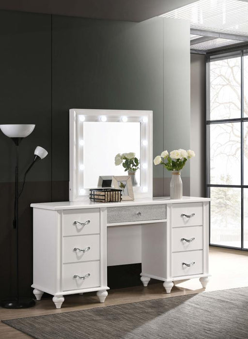 Barzini 7-drawer Vanity Desk with Lighted Mirror White (205897)