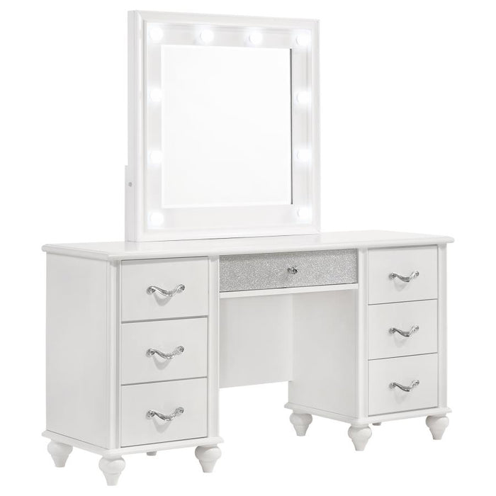 Barzini 7-drawer Vanity Desk with Lighted Mirror White (205897)