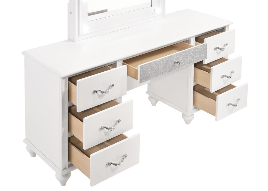 Barzini 7-drawer Vanity Desk with Lighted Mirror White (205897)