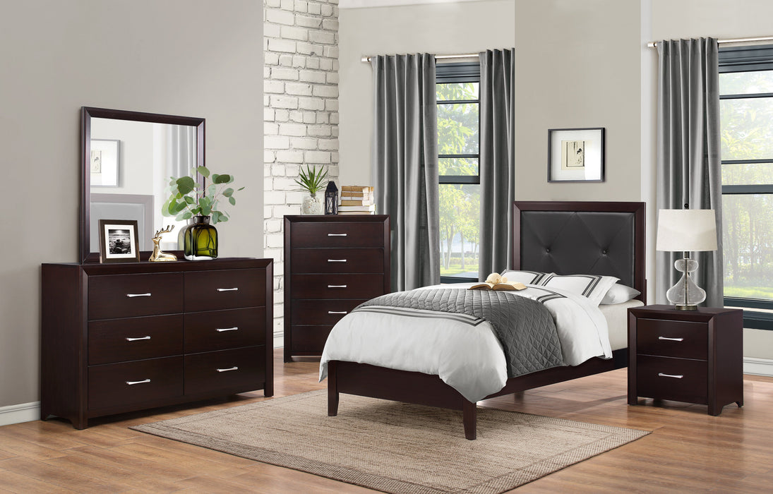 Edina Espresso Twin Upholstered Panel Bed