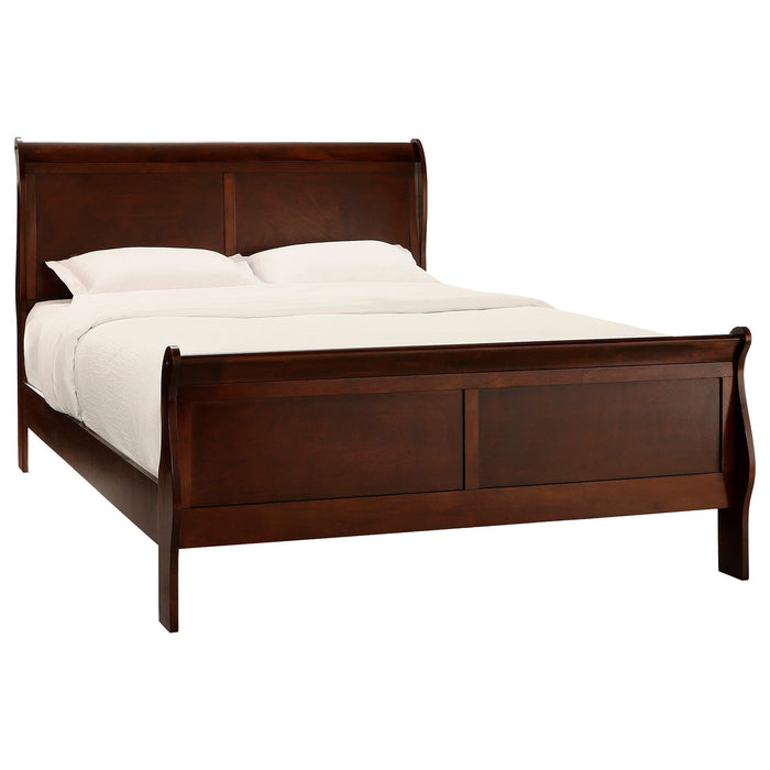 Mayville Brown Cherry Queen Sleigh Bed