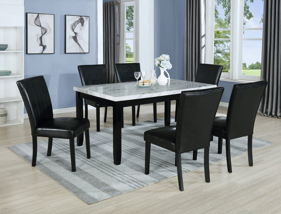 Ferrara White/Black Faux Marble Dining Table