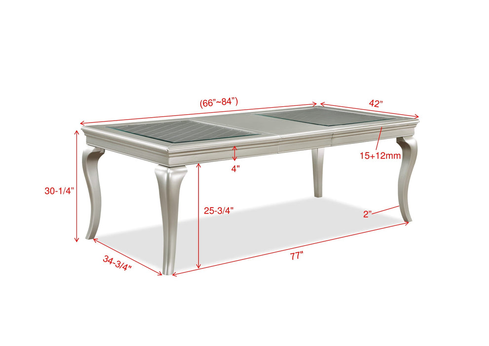 Caldwell Silver Champagne Extendable Dining Table