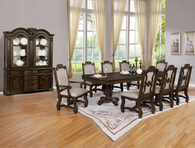 Neo Renaissance Dark Oak Formal Extendable Dining Table