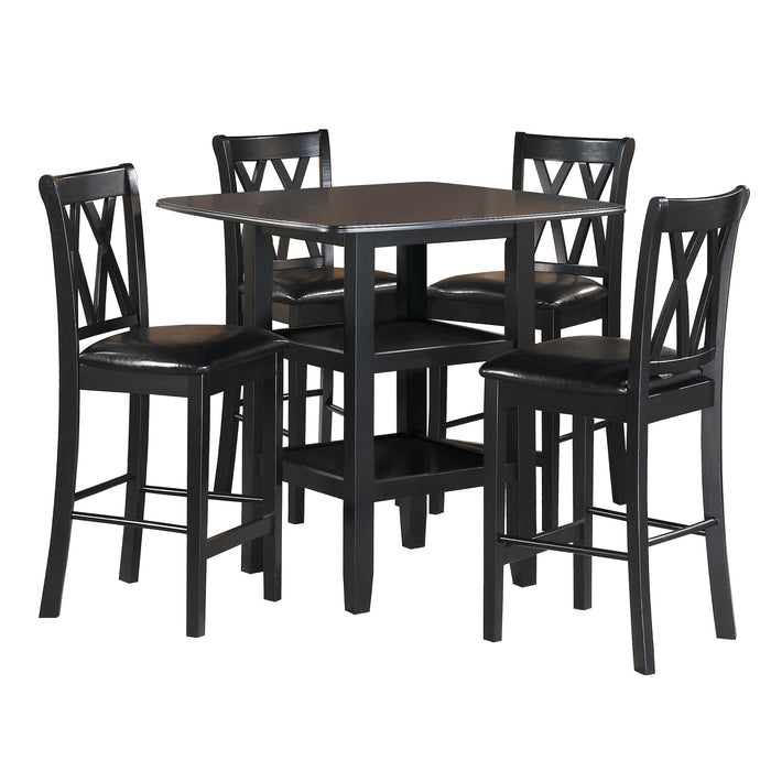 Norman Black 5-Piece Counter Height Set