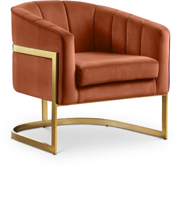 Carter Velvet Cognac Accent Chair