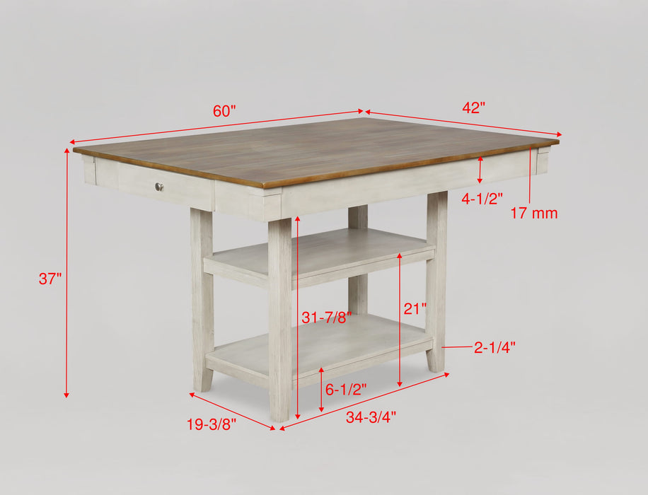 Nina White/Brown Counter Height Set