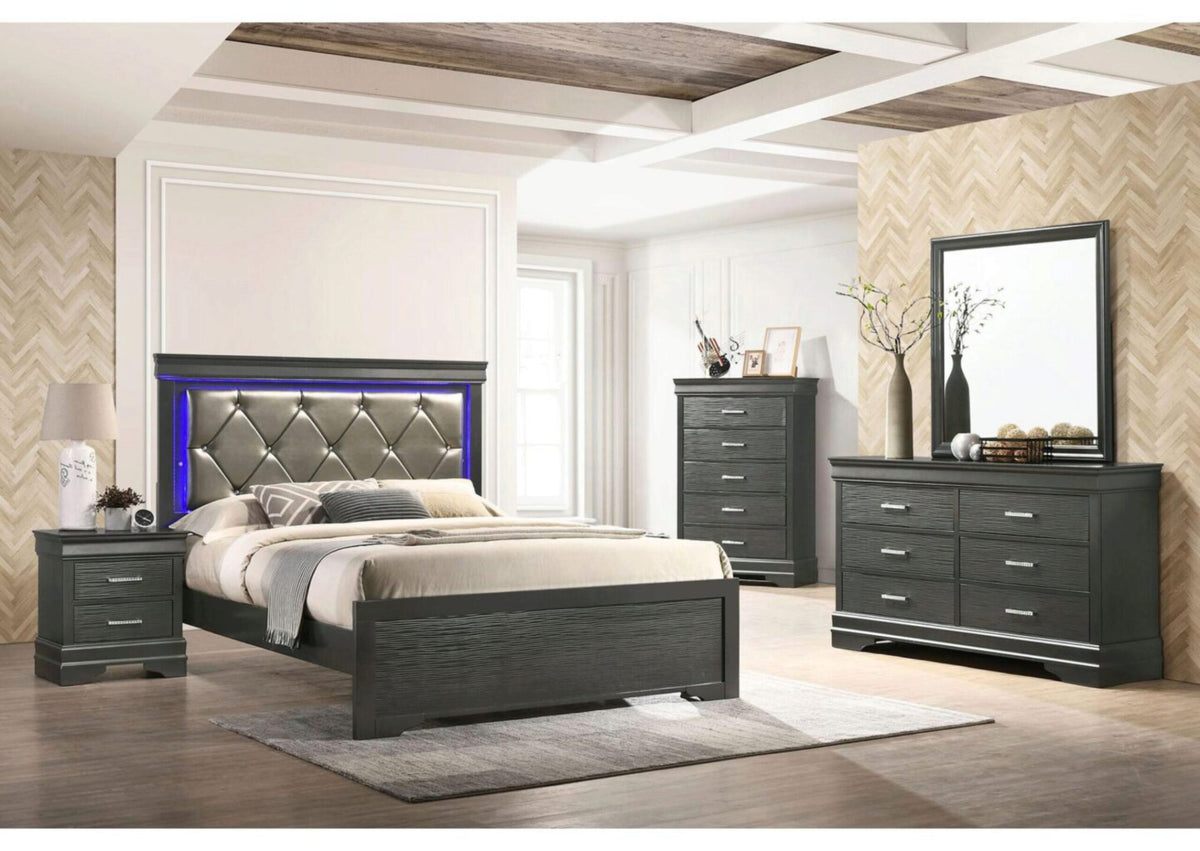 Bedroom Set Queen Bed, Night stand, Dresser and Mirror – Amazing