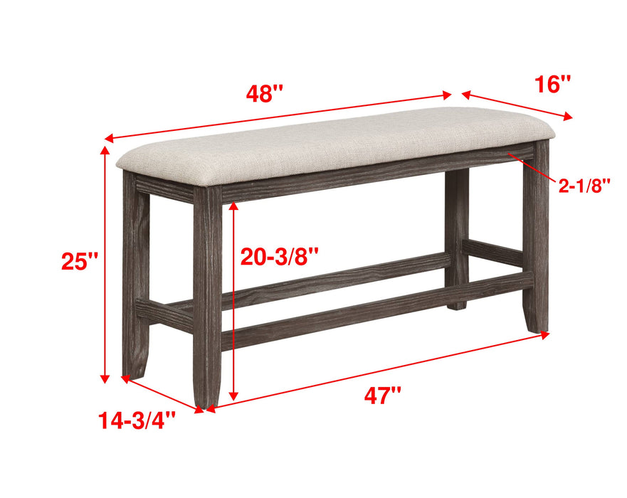 Regent Grayish Brown Counter Height Bench