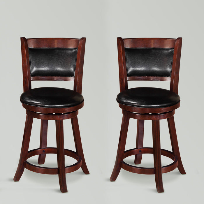 Cecil 24" Cherry Swivel Counter Stool, Set of 2