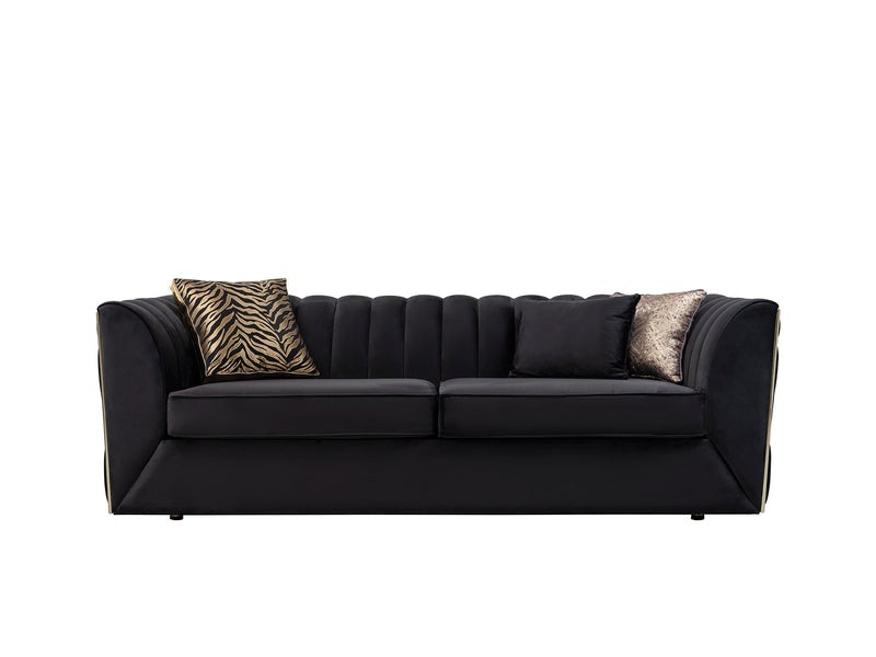 Dream Black Velvet Sofa & Loveseat Living Room Furniture Sets