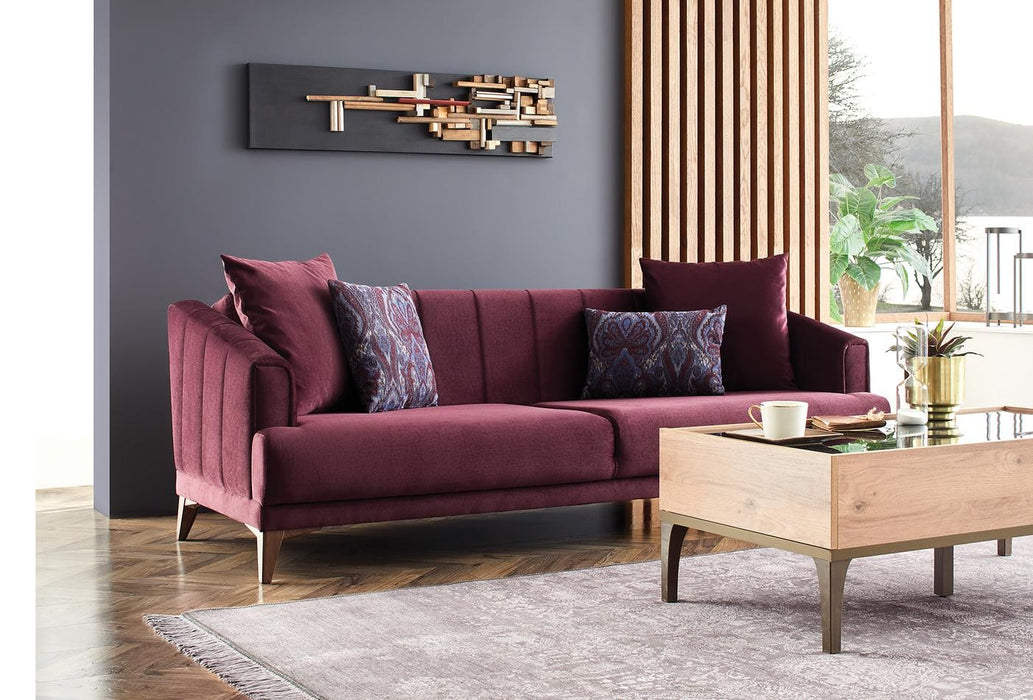 Purple Velvet Sona 3-Seater Sofa Bed