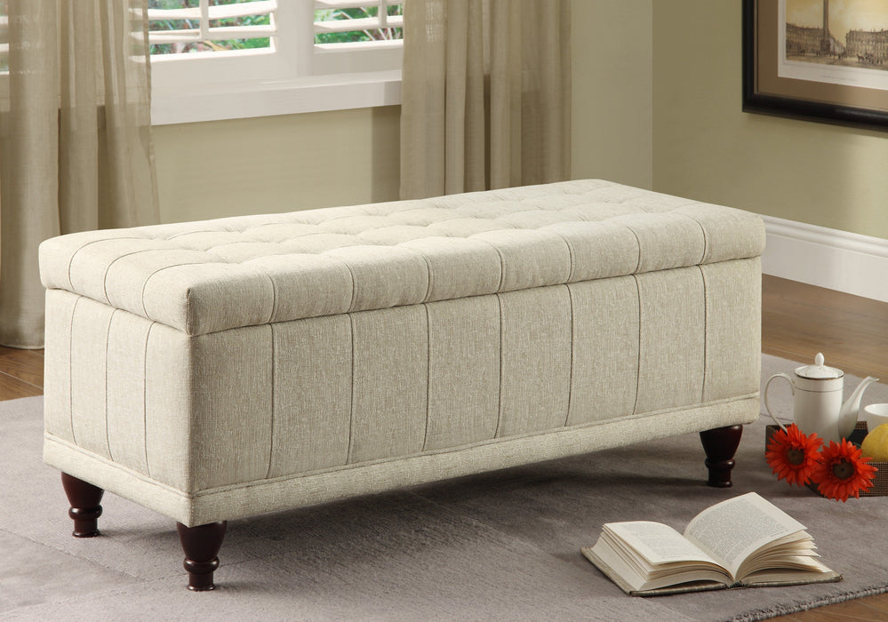 Afton Cream Fabric Lift Top Storage Bench