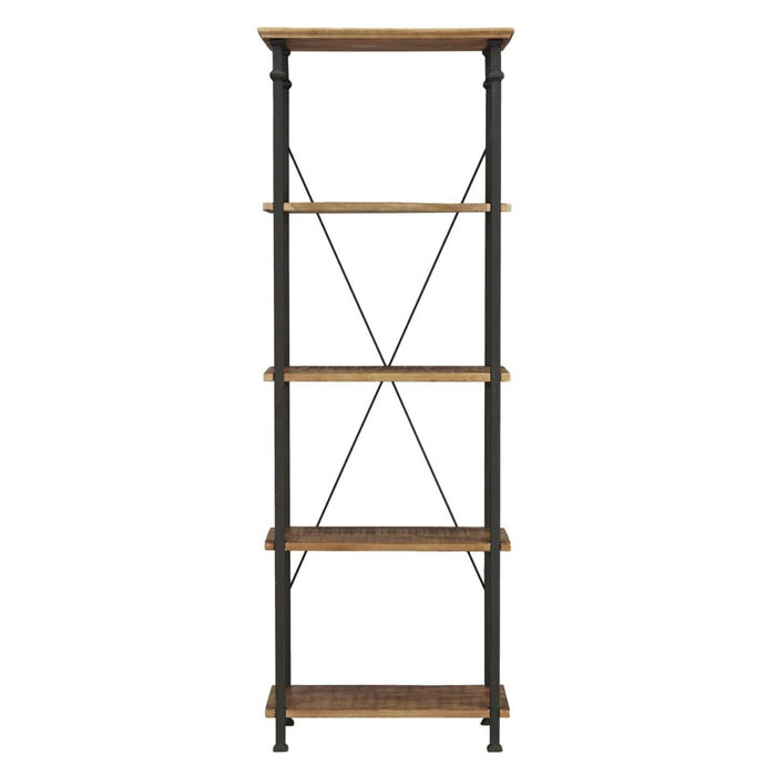 Factory Rustic Poplar & Metal Bookcase