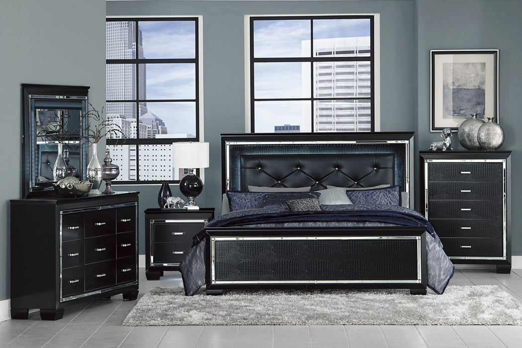 Allura Black LED Upholstered Panel Youth Bedroom Set