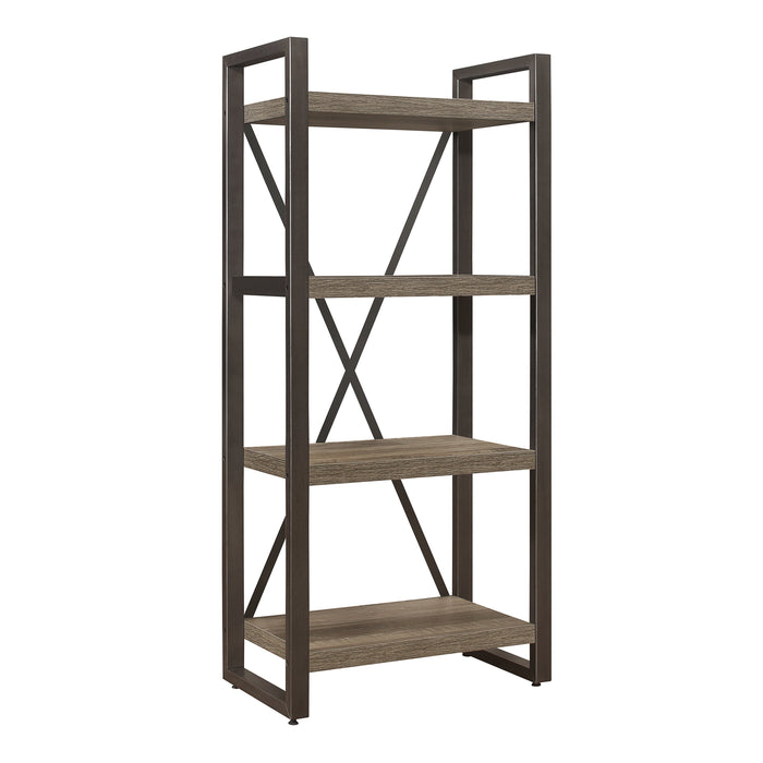 Dogue Brown/Gunmetal 4-Shelf Bookcase