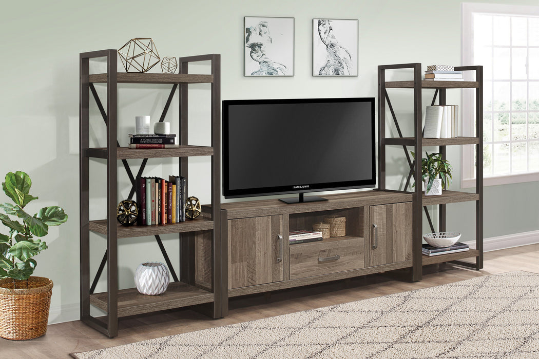 Dogue Brown/Gunmetal 4-Shelf Bookcase