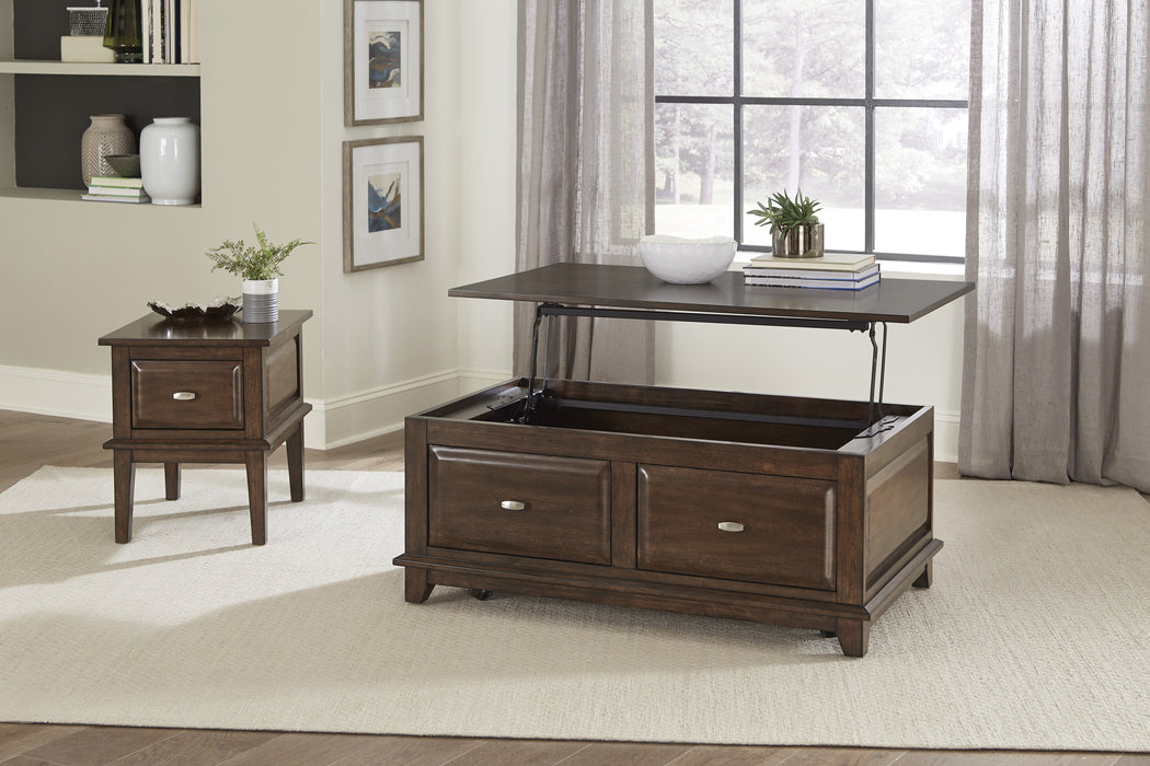 Minot Brown Cherry Lift Top Cocktail Table