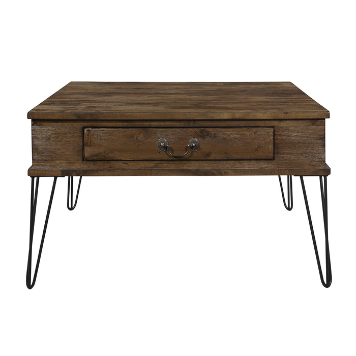 Shaffner Rustic Oak/Black Square Cocktail Table