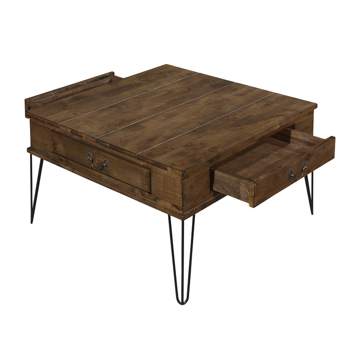 Shaffner Rustic Oak/Black Square Cocktail Table