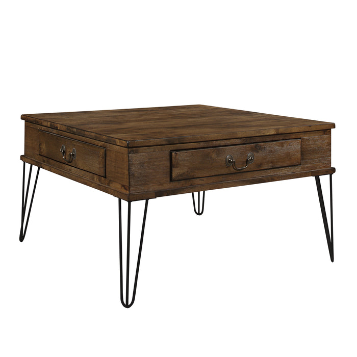 Shaffner Rustic Oak/Black Square Cocktail Table