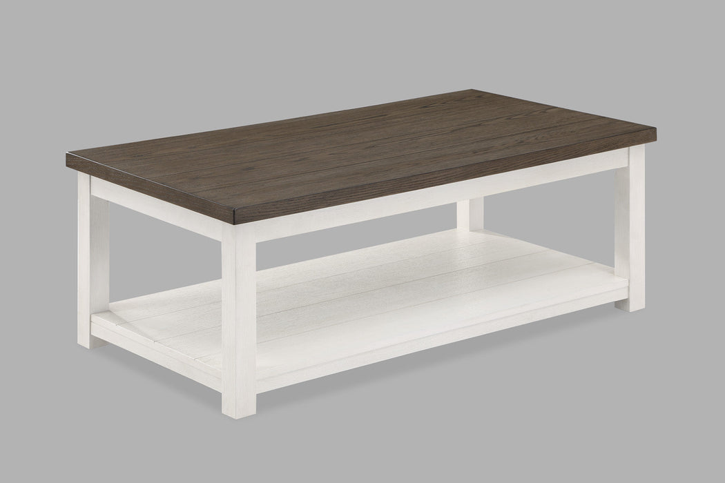 Dakota Chalk White Coffee Table with Casters