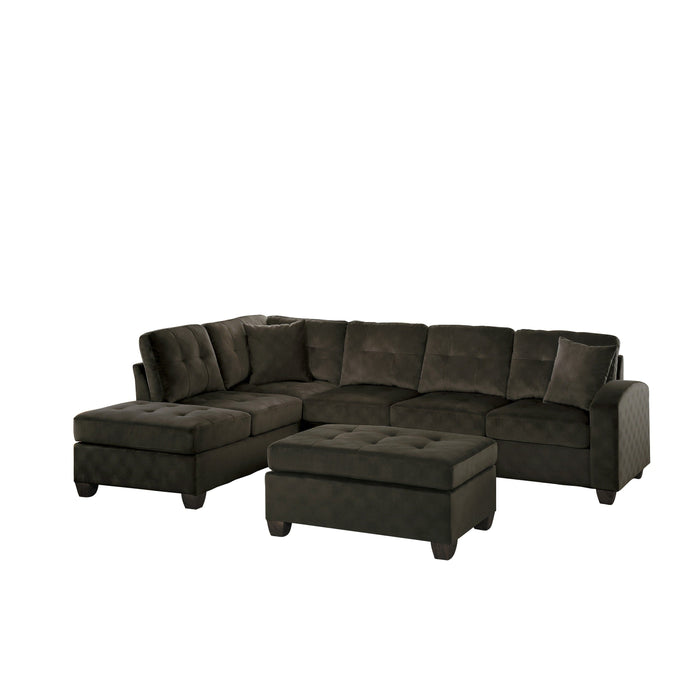 Emilio Chocolate Reversible Sectional