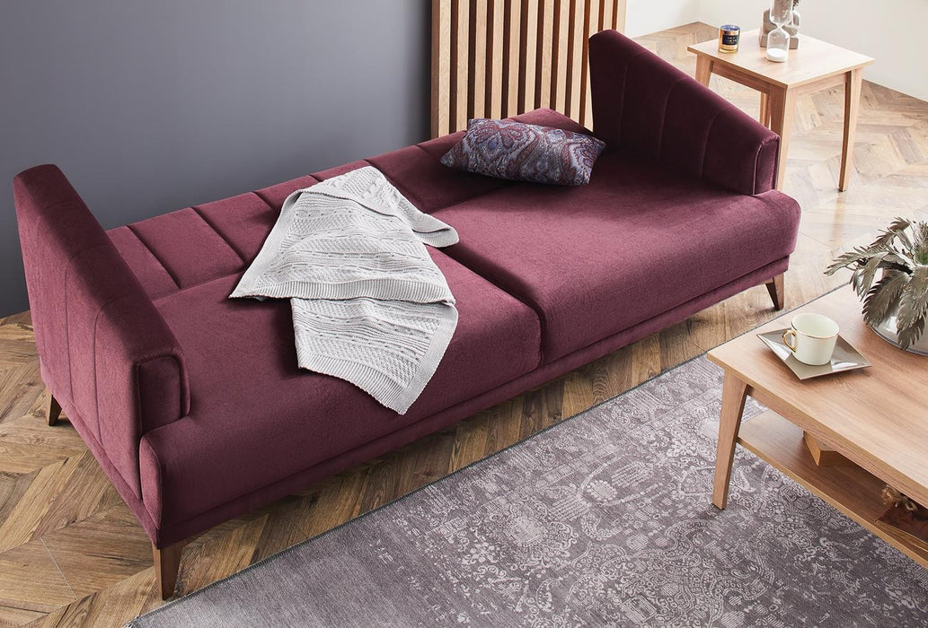 Purple Velvet Sona 3-Seater Sofa Bed