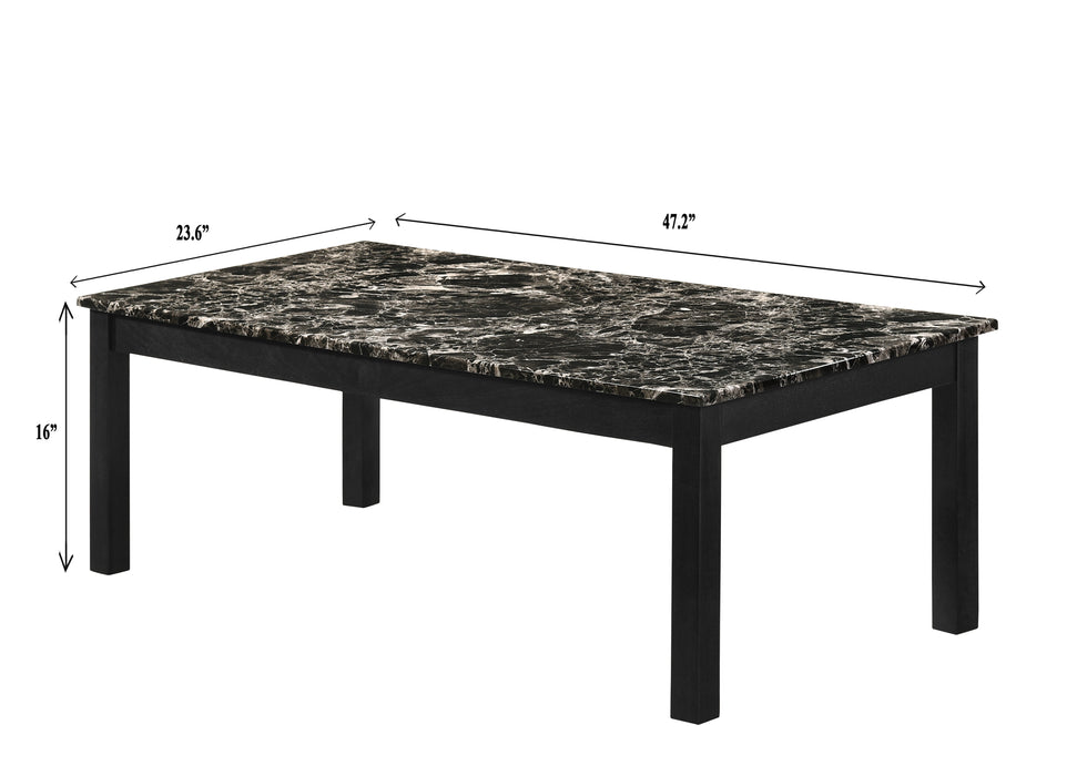 Thurner Marble Black 3-Piece Coffee Table Set