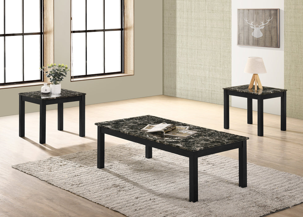 Thurner Marble Black 3-Piece Coffee Table Set