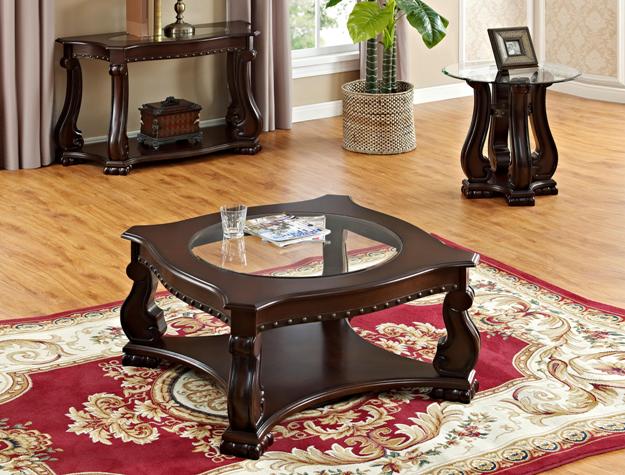 Madison Brown Wood Coffee Table with Casters