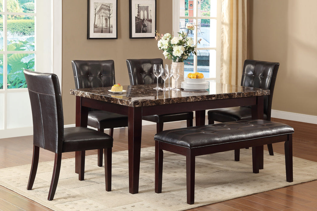 Teague Espresso Faux-Marble Top Dining Set