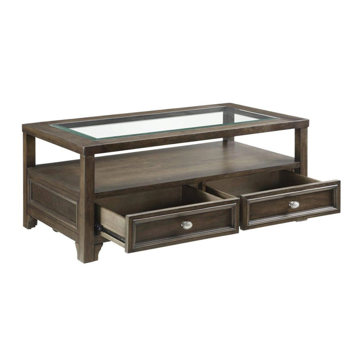 Auburn Transitional Charcoal Brown Wood Cocktail Table