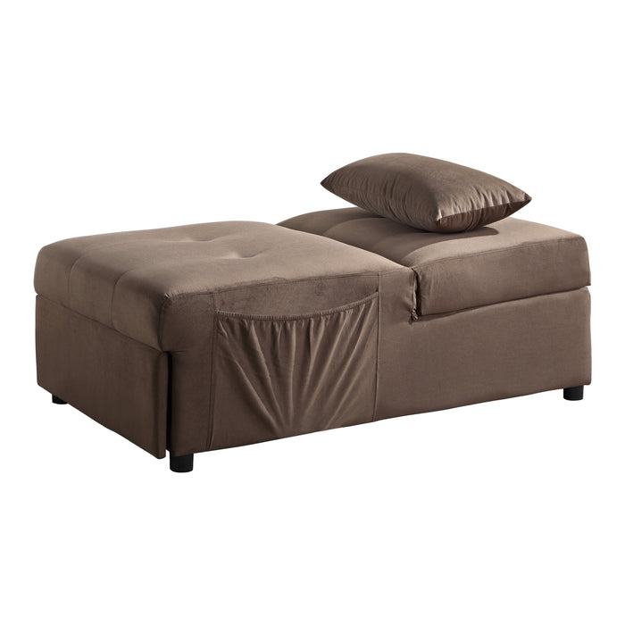 Garrell Brown Velvet Lift Top Storage Bench with Pull-out Bed