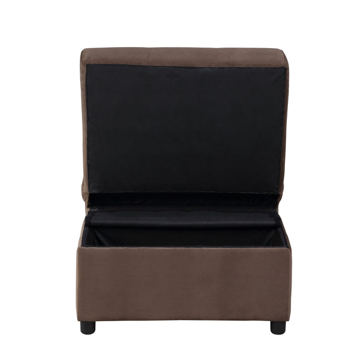 Garrell Brown Velvet Lift Top Storage Bench with Pull-out Bed