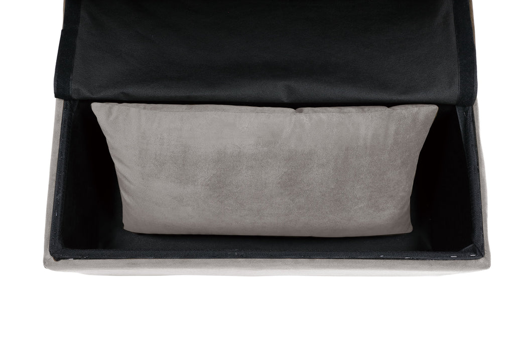 Garrell Brownish Gray Velvet Lift Top Storage Bench with Pull-out Bed