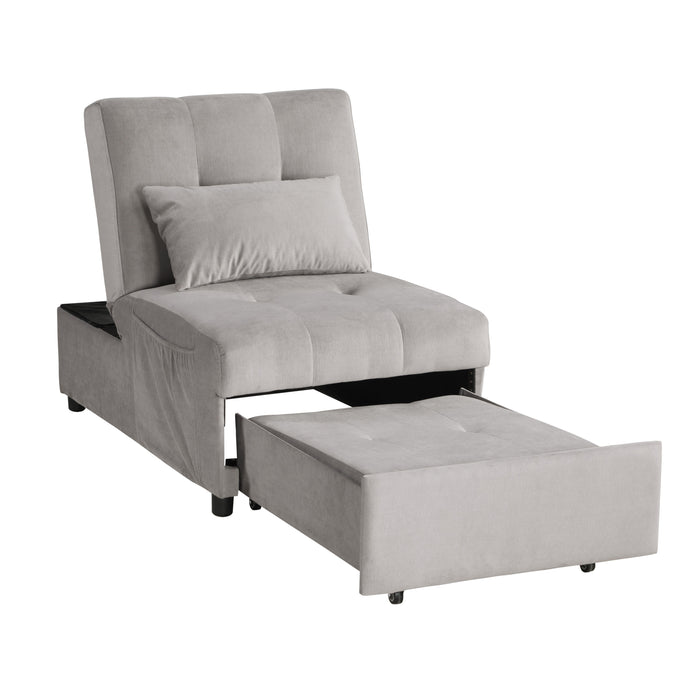 Garrell Brownish Gray Velvet Lift Top Storage Bench with Pull-out Bed