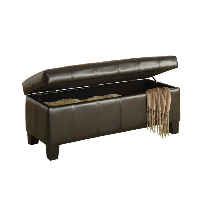 Clair Dark Brown Faux Leateher Lift Top Storage Bench