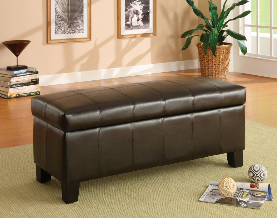 Clair Dark Brown Faux Leateher Lift Top Storage Bench