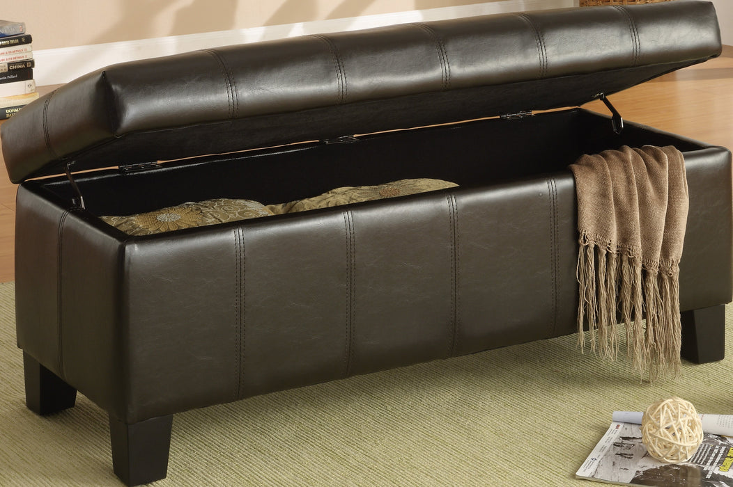 Clair Dark Brown Faux Leateher Lift Top Storage Bench