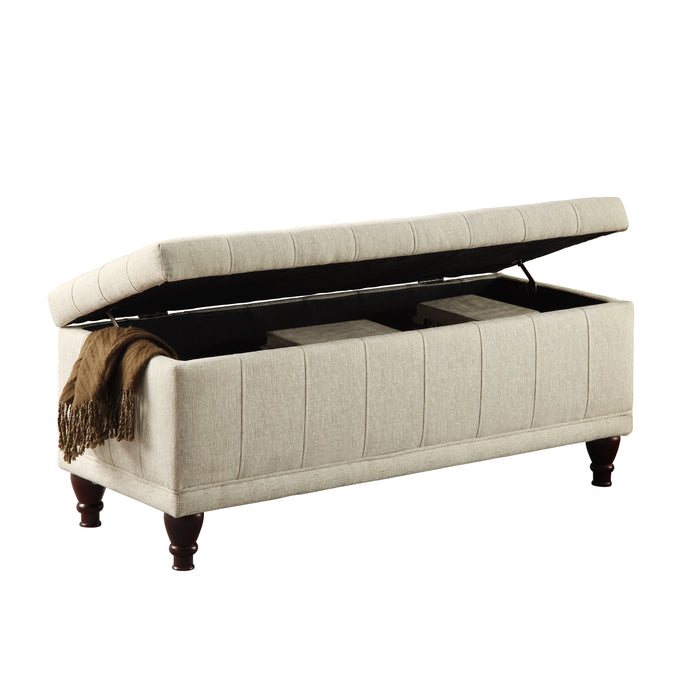 Afton Cream Fabric Lift Top Storage Bench