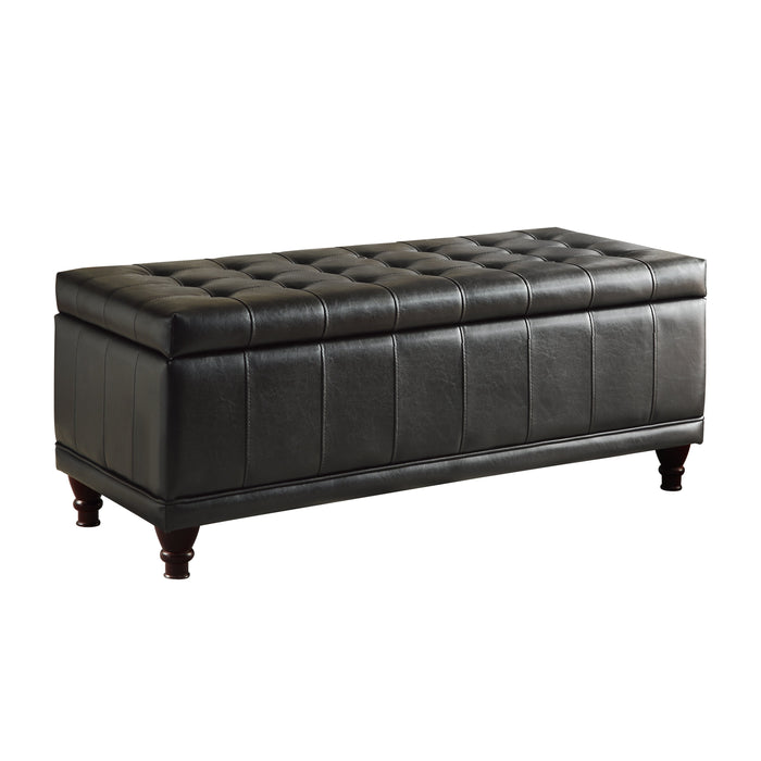 Afton Dark Brown Faux Leateher Lift Top Storage Bench