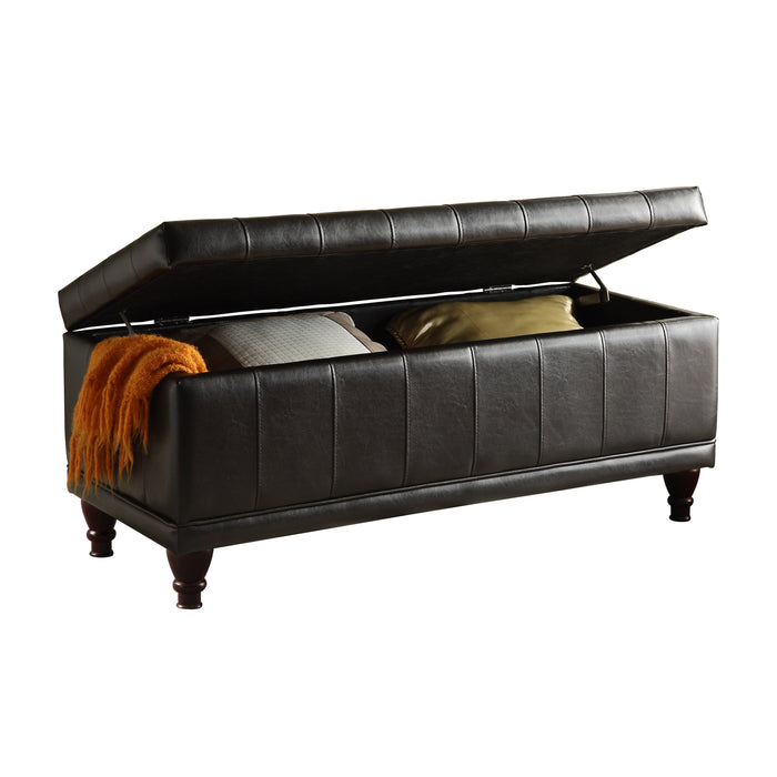 Afton Dark Brown Faux Leateher Lift Top Storage Bench