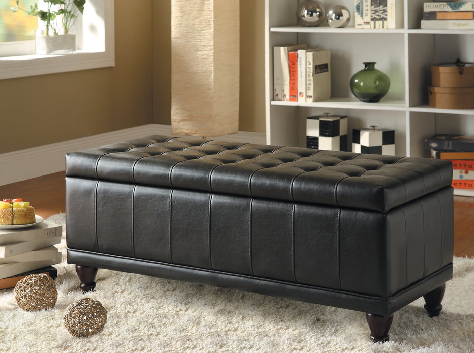 Afton Dark Brown Faux Leateher Lift Top Storage Bench