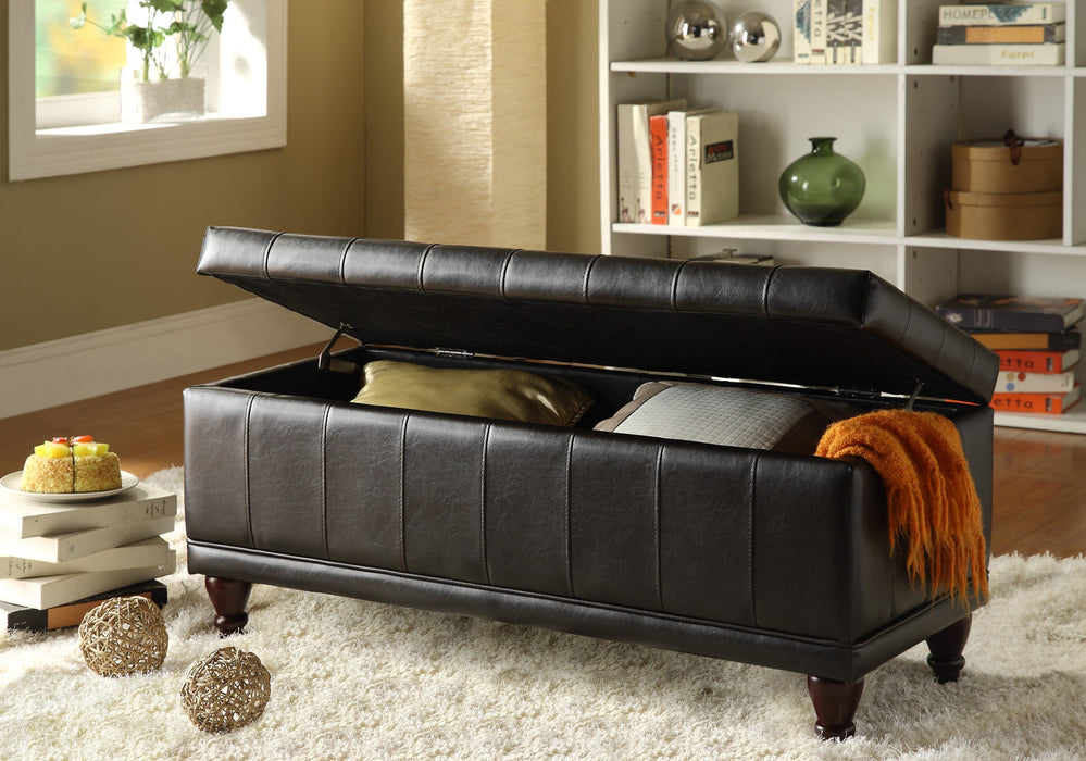 Afton Dark Brown Faux Leateher Lift Top Storage Bench