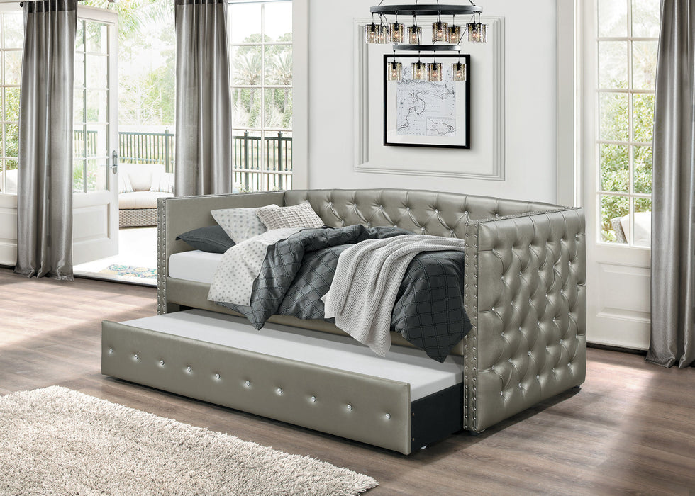 Trill Gray Silver Daybed with Trundle