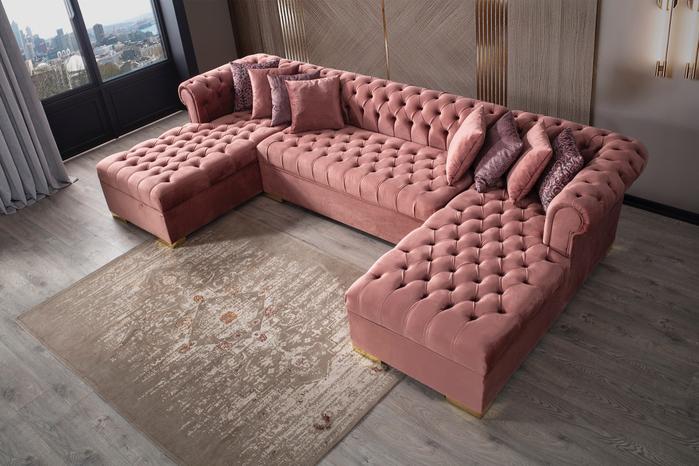 Lauren Pink Velvet Double Chaise Sectional