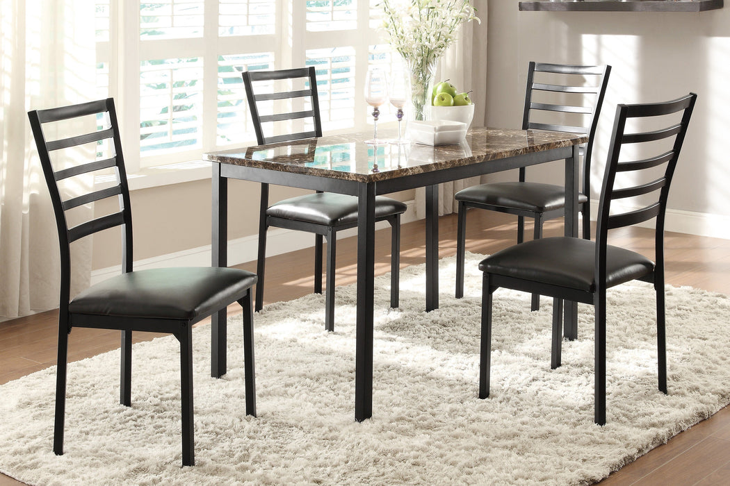 Flannery Black/Brown Faux Marble-Top Dining Table