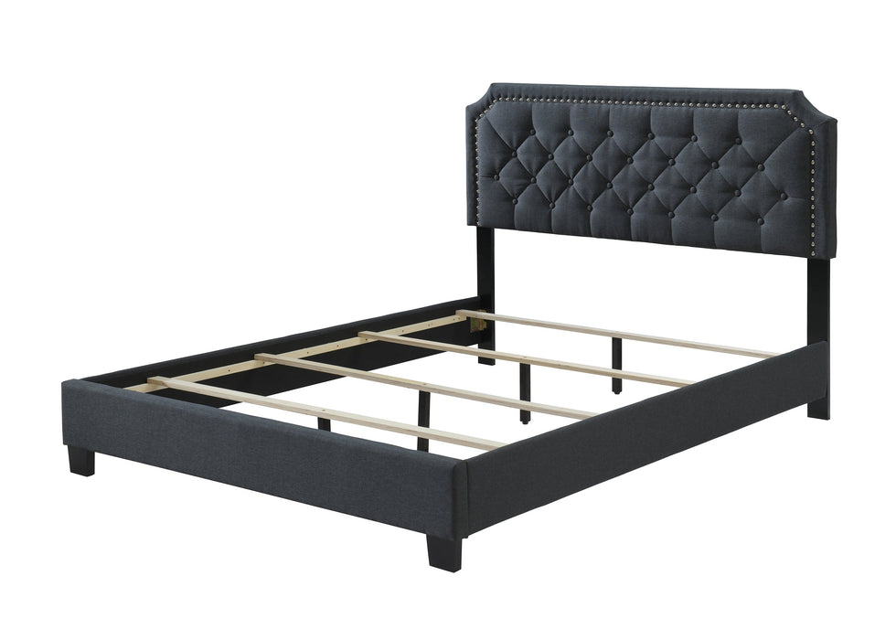 Gerri Charcoal King Upholstered Panel Bed